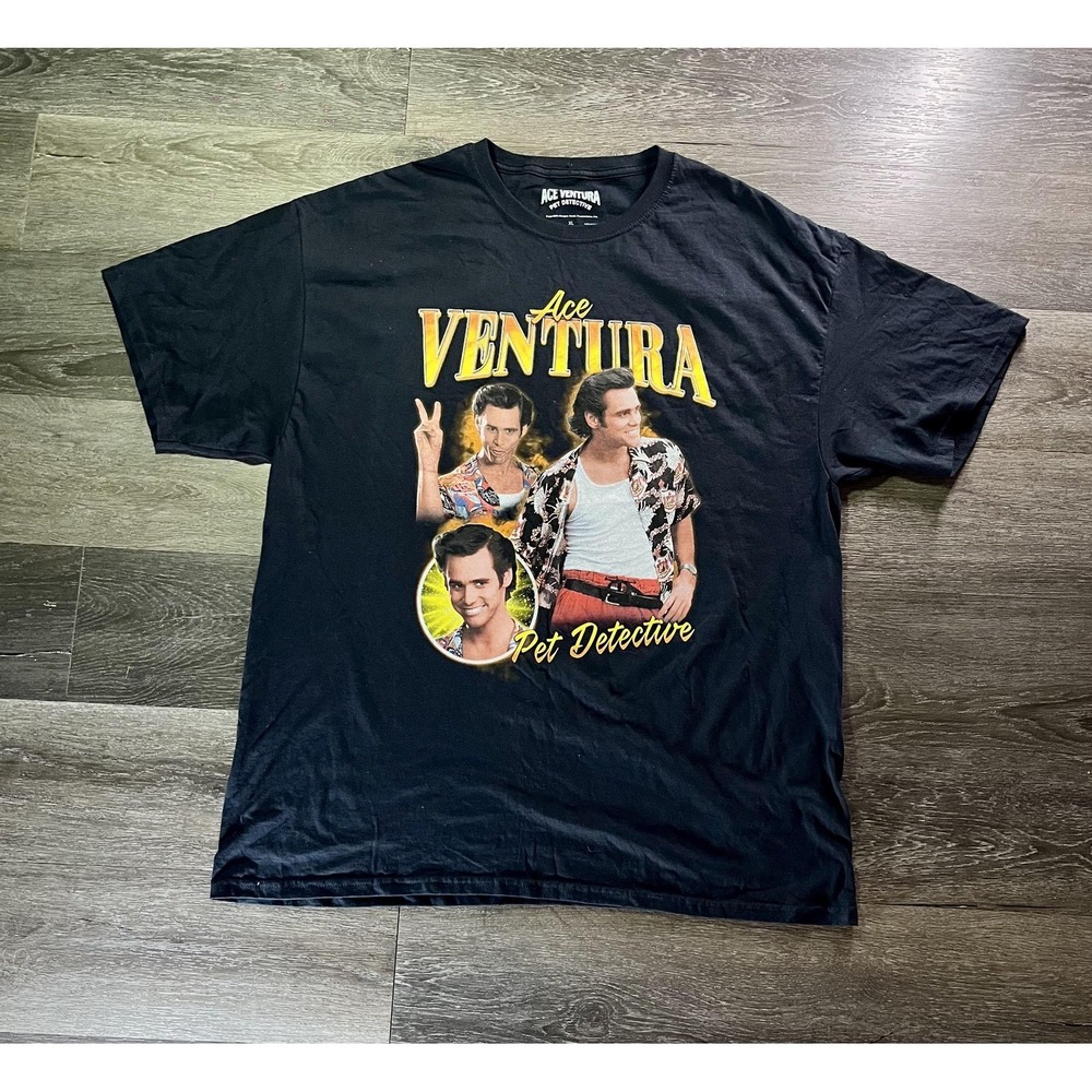 Ace Ventura Pet Detective Shirt Mens XL Black Movie Graphic Tee T-Shirt Comedy